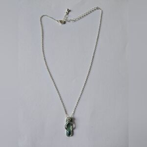 Avon Silver Green Cactus Necklace